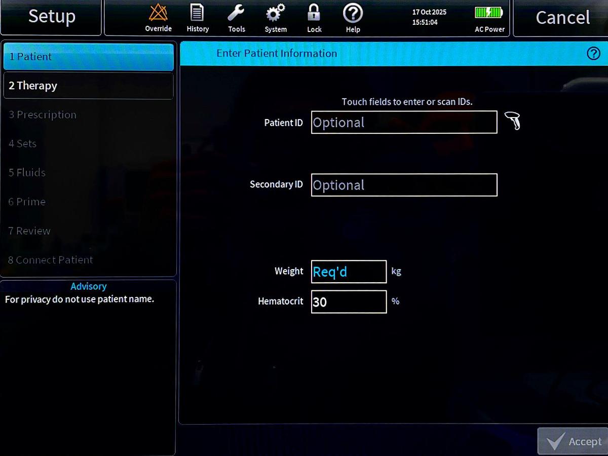 Used 9x Baxter PrismaX CRRT Dialysis Machines YOM: 2019