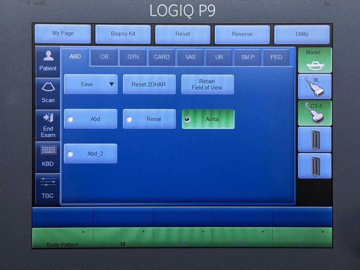 Used GE LOGIQ P9 YOM: 2016 R1 with Convex C1-5-RS YOM: 2022 and Linear Probe 9L-RS YOM: 2018