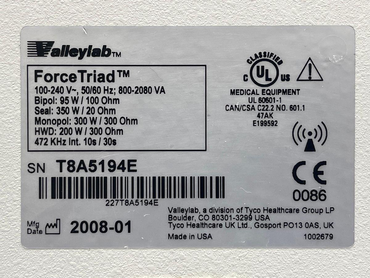 Used COVIDIEN Force Triad  SW: 3.60.03 YOM: 2008 SN: T8A5194E