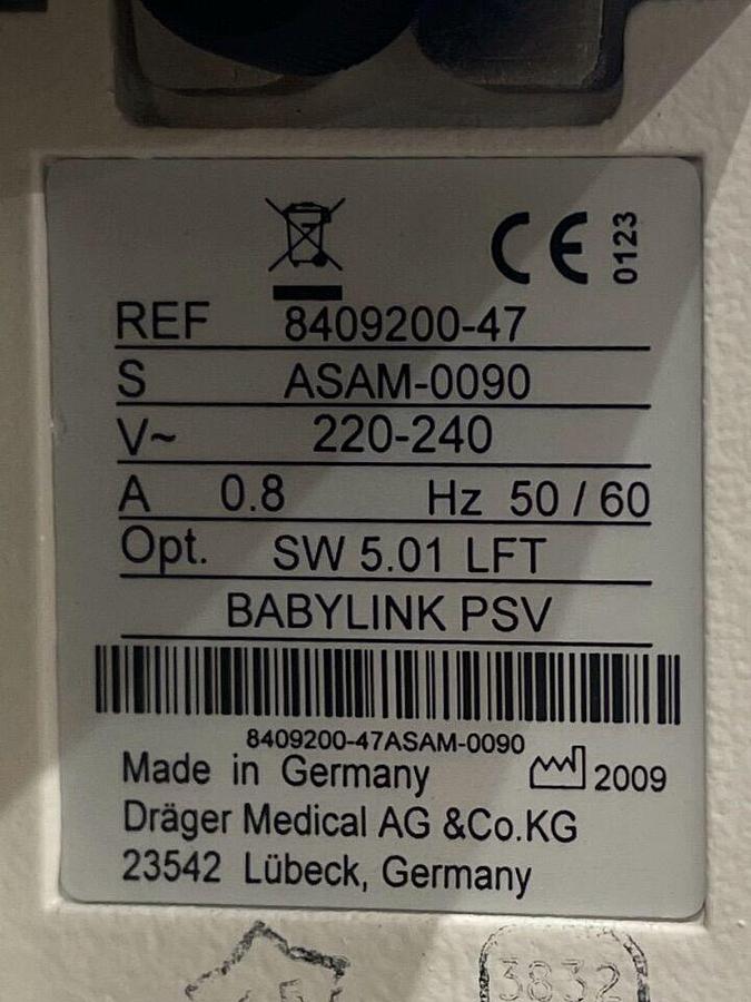 Used DRAEGER Babylog 8000 plus Neonatal Intensive Care Ventilation YOM