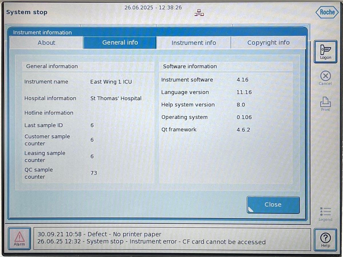 Used cobas b 123 ( 4 ) POC system YOM: 2020