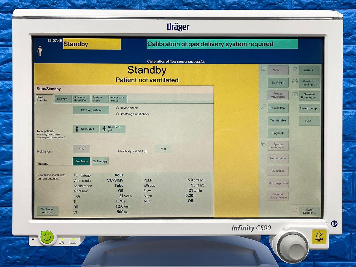 Used Dräger Evita V500 Ventilator SW: S02.51.01 Hours: 35374 YOM: 2013