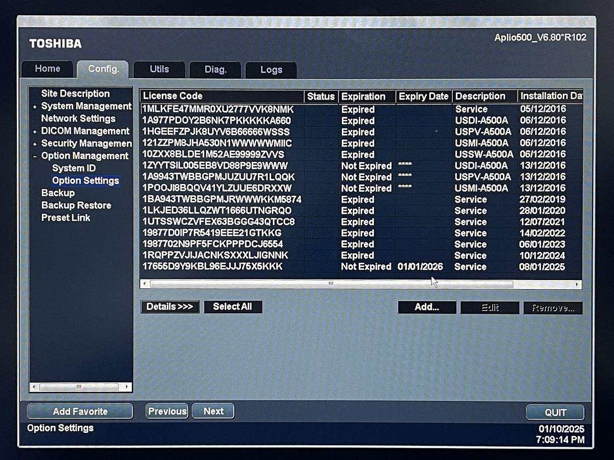 Used TOSHIBA Ultrasound Aplio 500 YOM: 2016