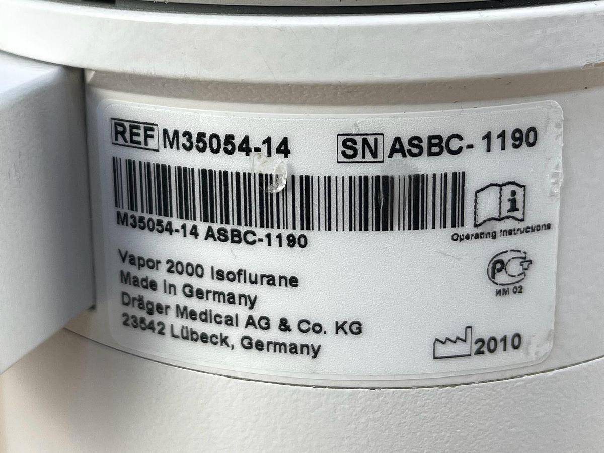 Used Dräger Isoflurane 2000 Vaporiser REF: M35054-14 YOM: 2010
