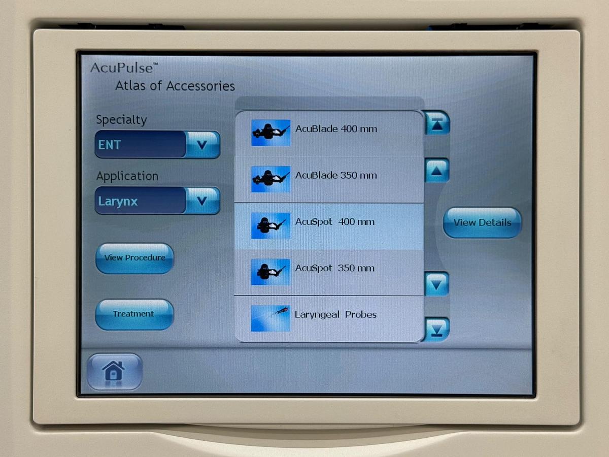 Used Lumenis ACUPULSE DUO Laser 40 Watt REF: SA-10014050 YOM: 2015 SN: 175 Include: Acupulse SurgiTouch Flash Scanner SN: 2118A Acuspot 712 Micromanipulator SN: 846 4x CO2 Laser Glasses