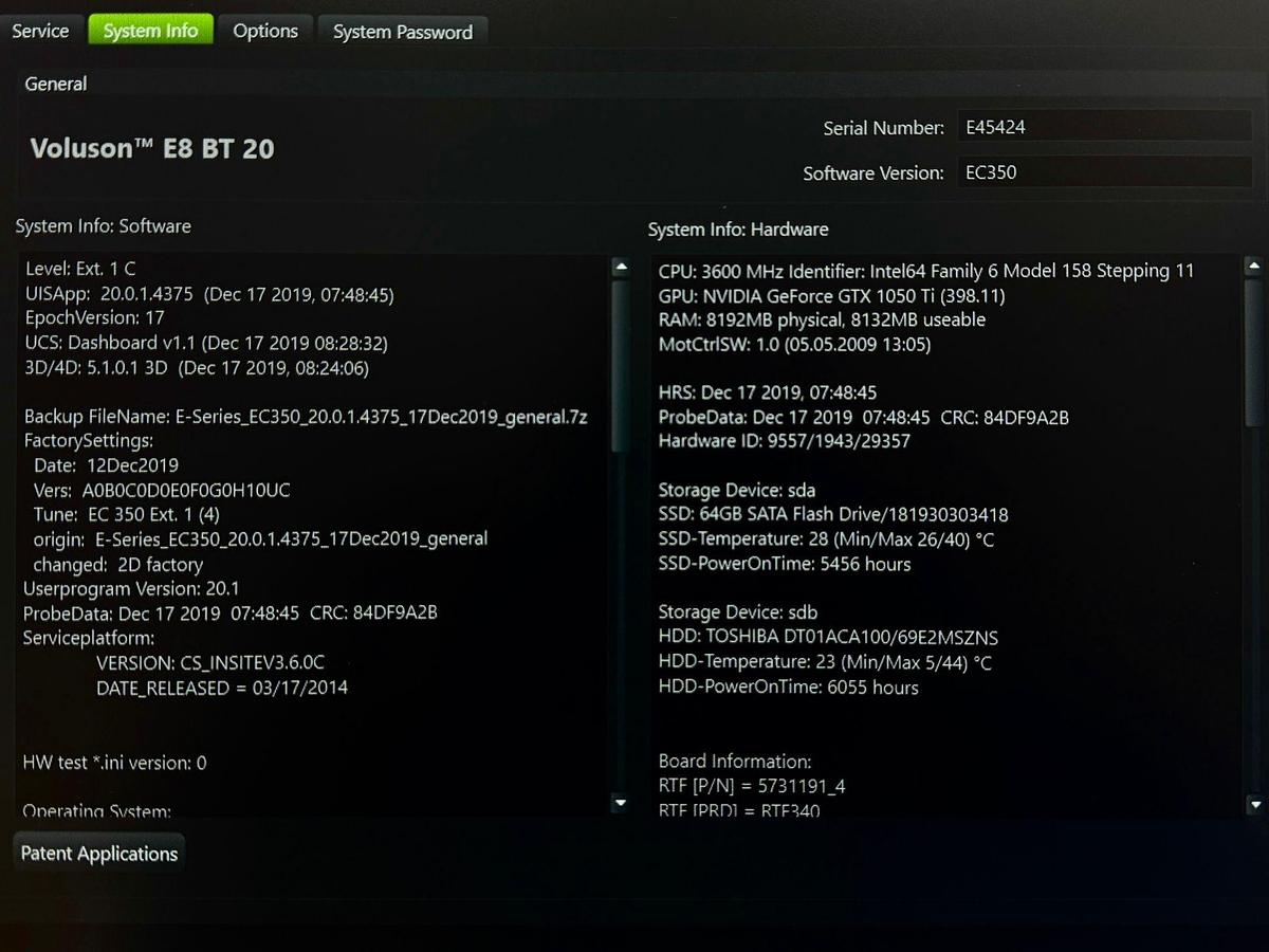 Used GE Voluson E8 Ultrasound YOM: 2020