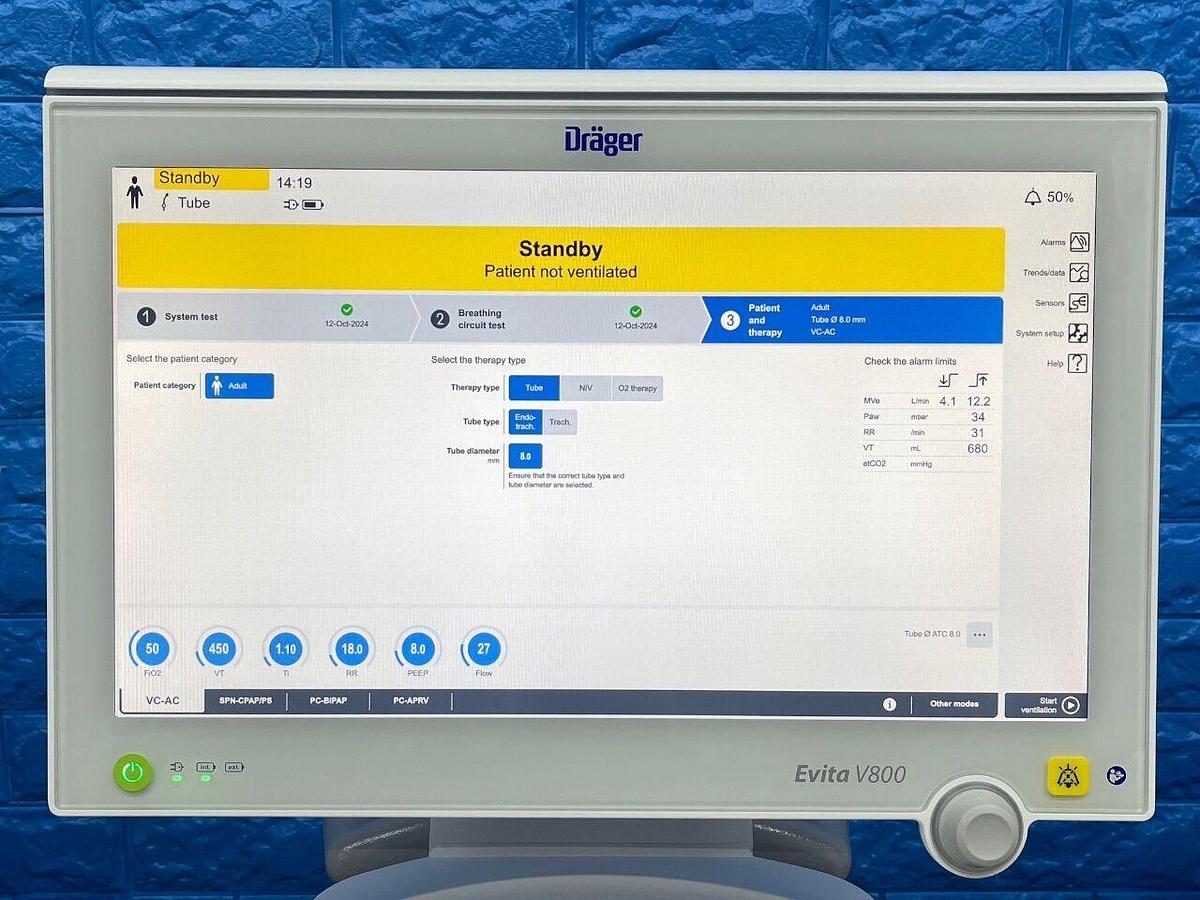 Used DRAEGER Dräger Evita V800 Ventilator YOM
