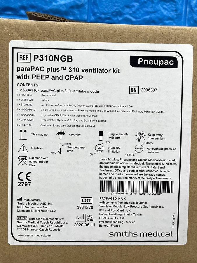 Pneupac ParaPac plus 310 Ventilator
