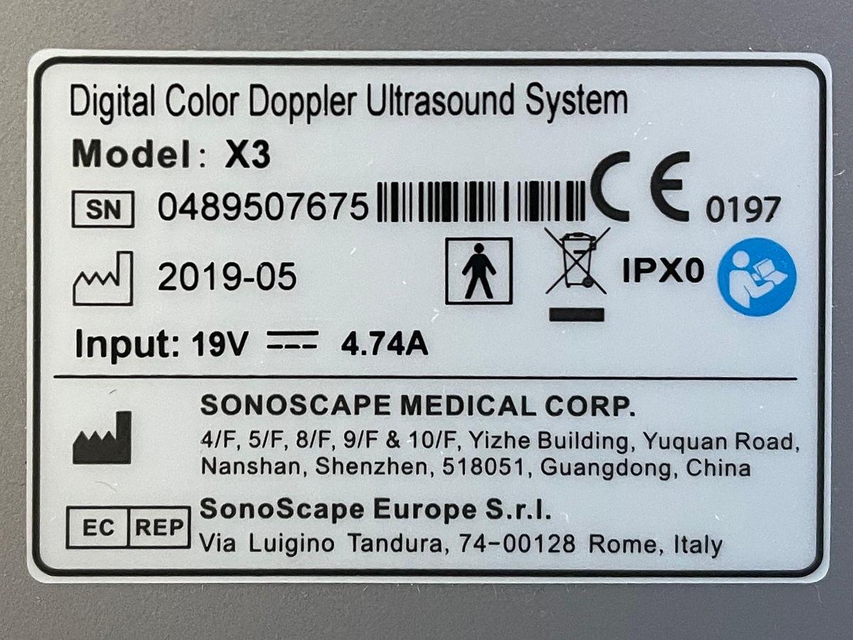 Used Sonoscape X3 Ultrasound YOM: 2019