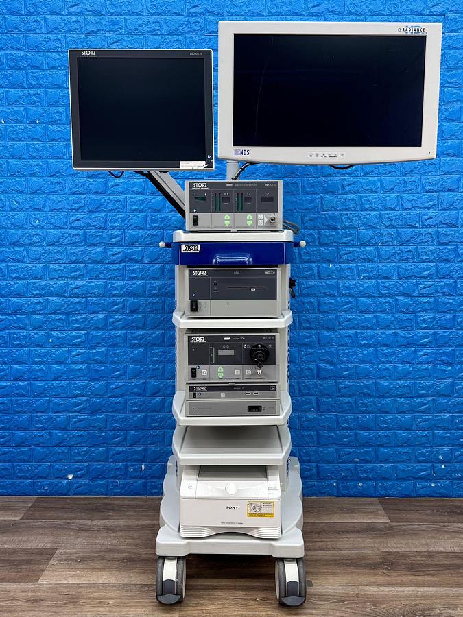 Used Karl Storz Spies Tower: -LCD Monitor 26 Inch  -Aida Monitor 19 Inch Touch Screen -Endoflator with Hose  -Keyboard -Camera Head H3-Z Spies S Full HD TH100  -Aida Control WD 200 -Xenon 300 Light source  -Spies S TC200/TC300 -Sony Printer