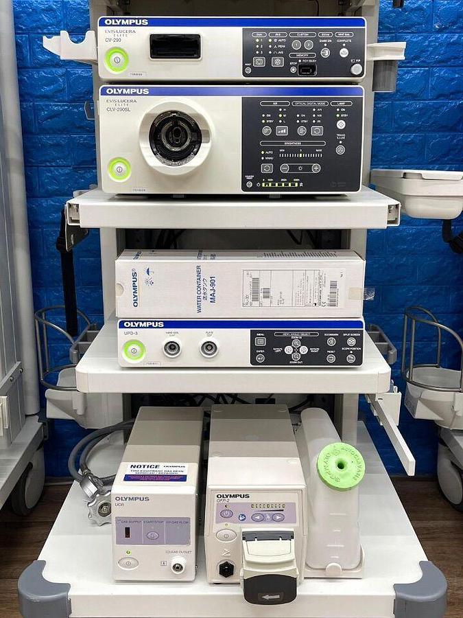 Used OLYMPUS CV-290 CLV-290 Complete Towers with 290 HD Gastro and 290 HD Long colonoscope Endoscopy Processor