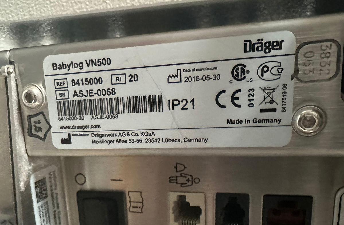 Used Drager Babylog VN500 YOM: 2016