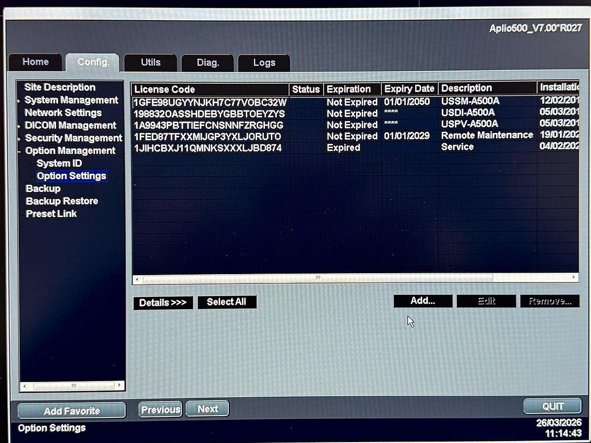 Used Toshiba Aplio 500 Ultrasound with 3x probes YOM: 2019