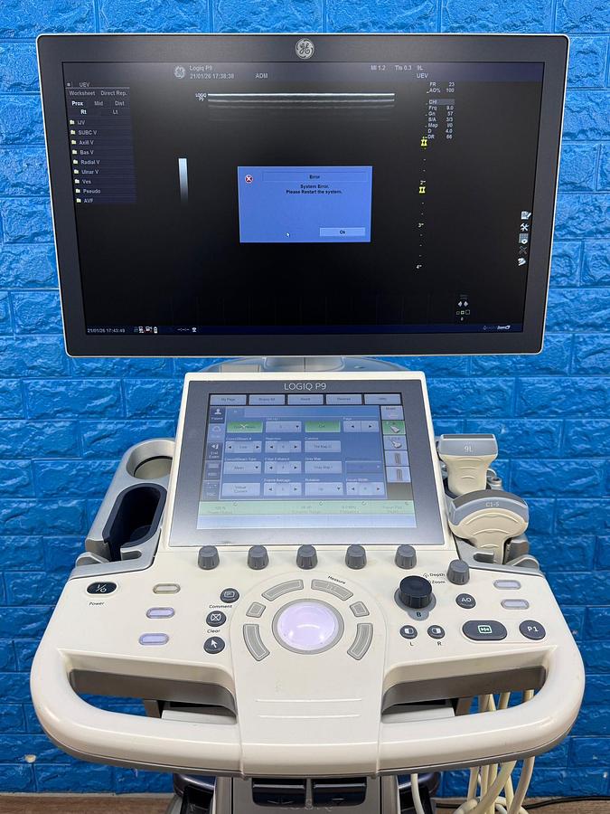 Used GE LOGIQ P9 YOM: 2016 R1 with Convex C1-5-RS YOM: 2022 and Linear Probe 9L-RS YOM: 2018