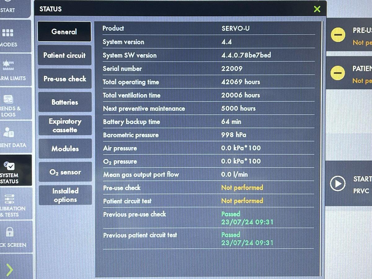 Used MAQUET Servo U Ventilator YOM:2016