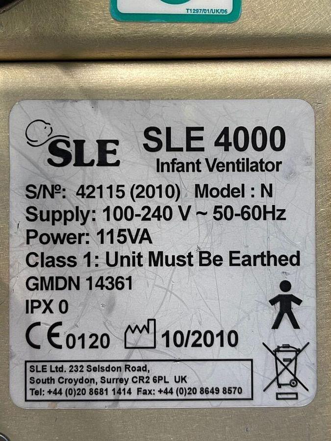 Used SLE 4000 Infant Ventilator YOM: 2010 Ventilator