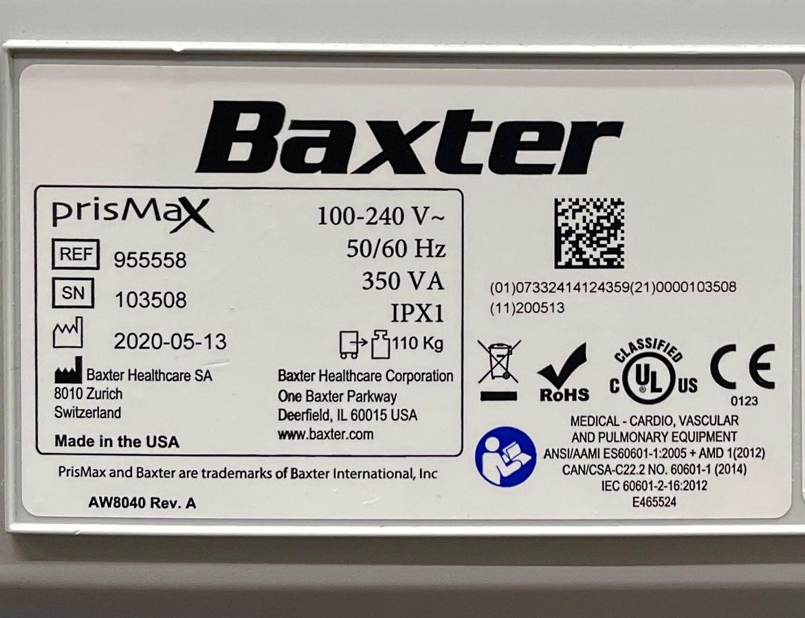 Used BAXTER PrisMax Dialysis Machine YOM: 2020