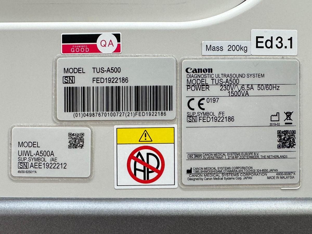 Used Toshiba Aplio 500 Ultrasound with 3x probes YOM: 2019