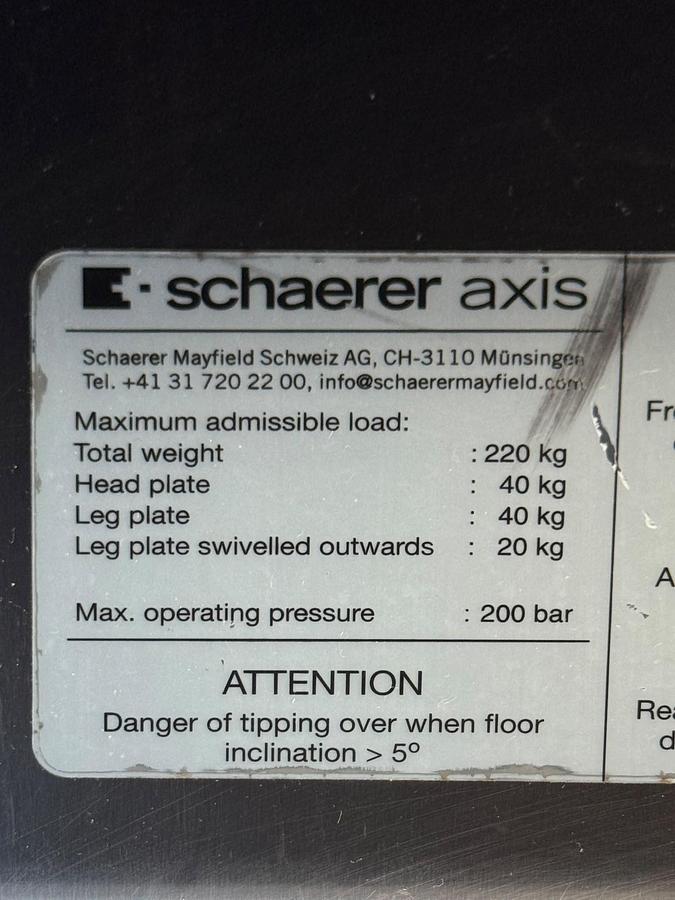 Used Schaerer Axis Table REF: Axis 500 YOM: 2008