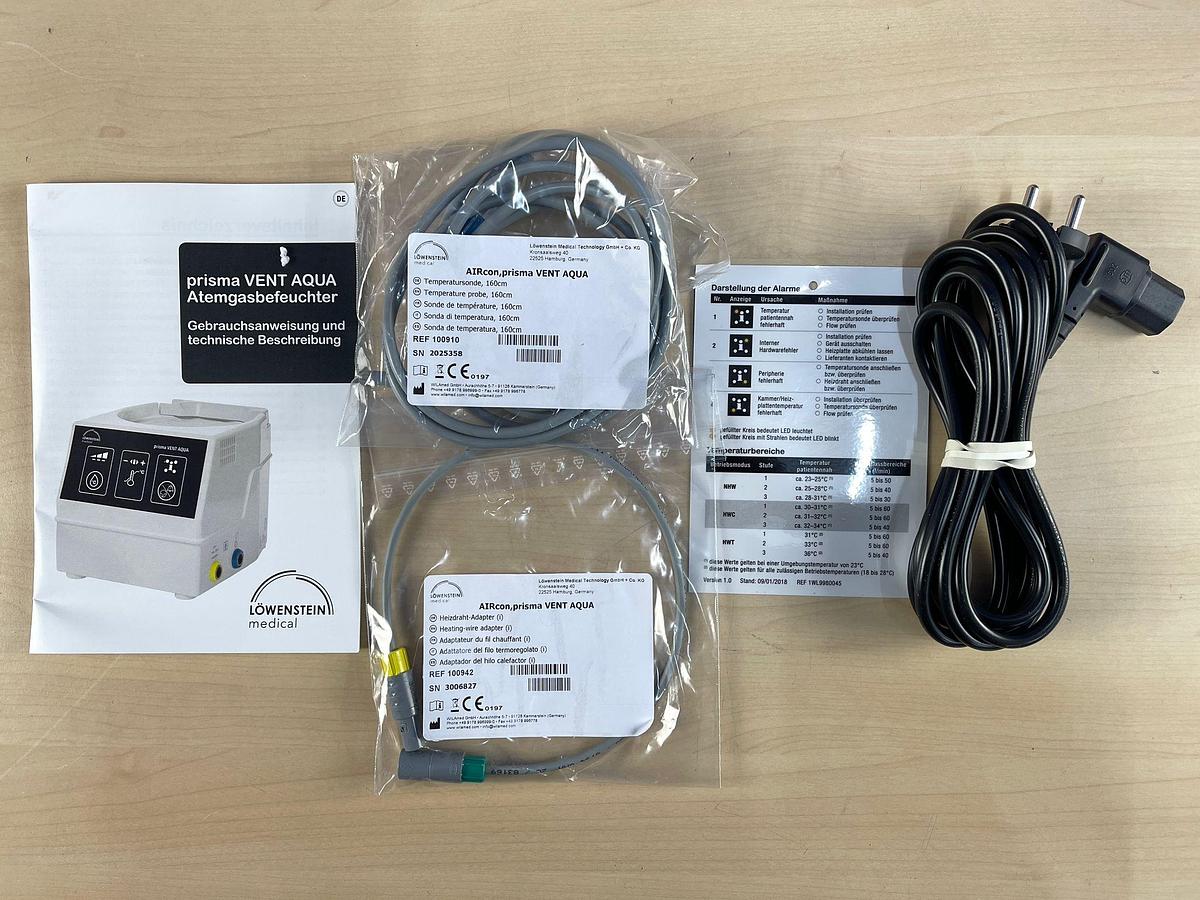 Used Lowenstein Prisma Vent Aqua REF: 100506 Brand New -3 pieces 