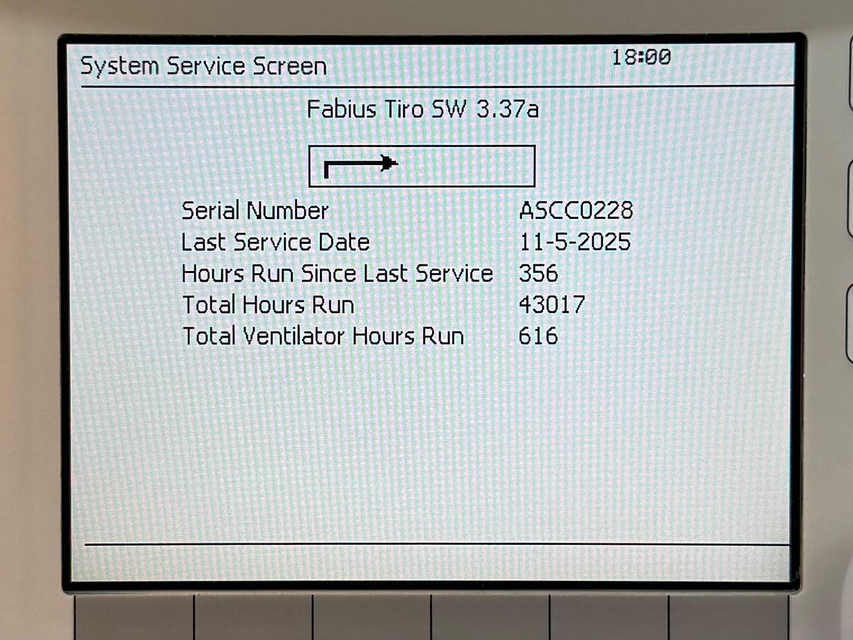 Used Dräger Fabius Tiro YOM: 2011  Include GE B650 Patient Monitor YOM: 2013 With SPO2 & ECG Cables