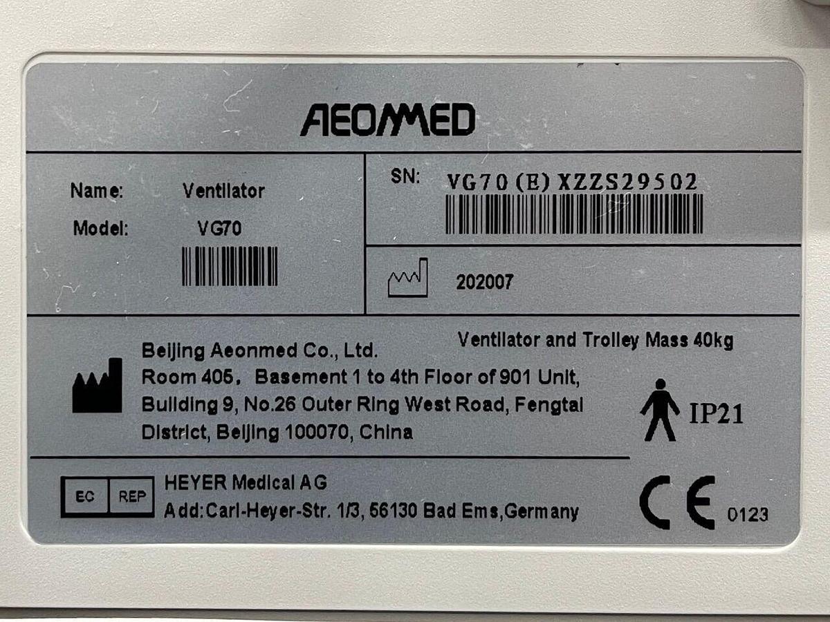 Used AEONMED Ventilator VG 70, YOM
