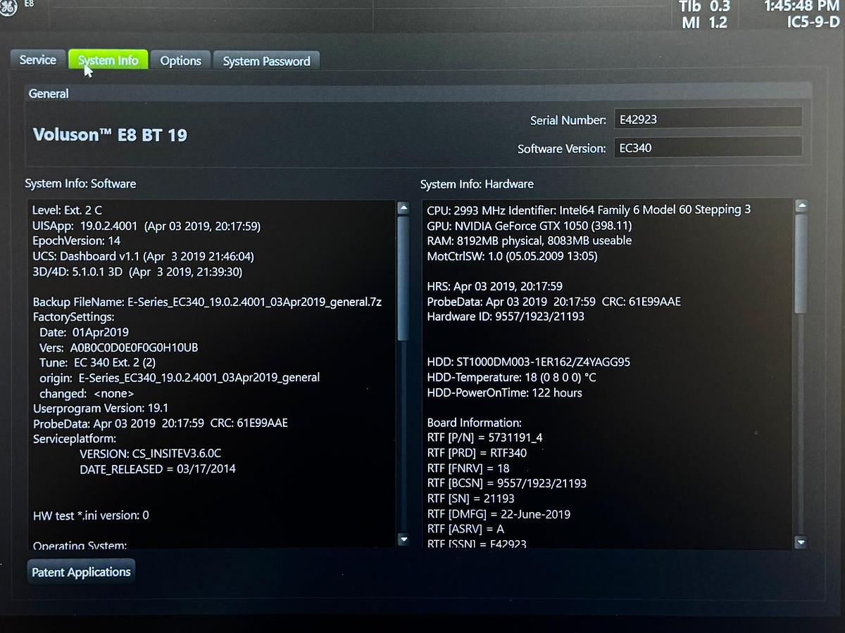 Used GE Voluson E8 Ultrasound YOM: 2019  