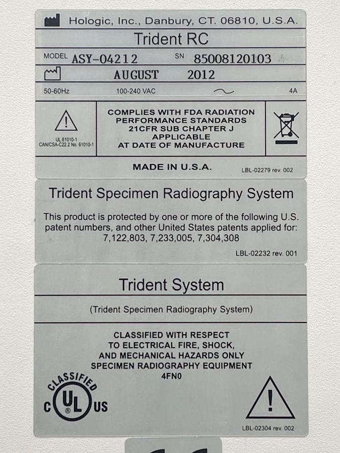 Used HOLOGIC Trident Specimen Radiography System YOM: 2012