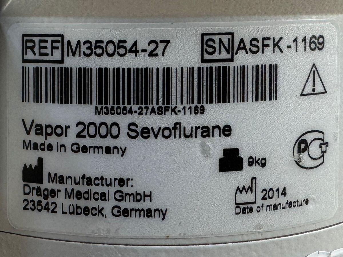 Used Dräger 2000 SevoFlurane Vaporizer YOM: 2014