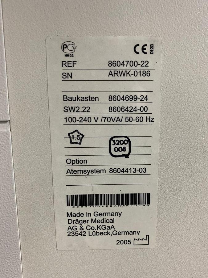 Used Dräger Fabius GS YOM: 2005