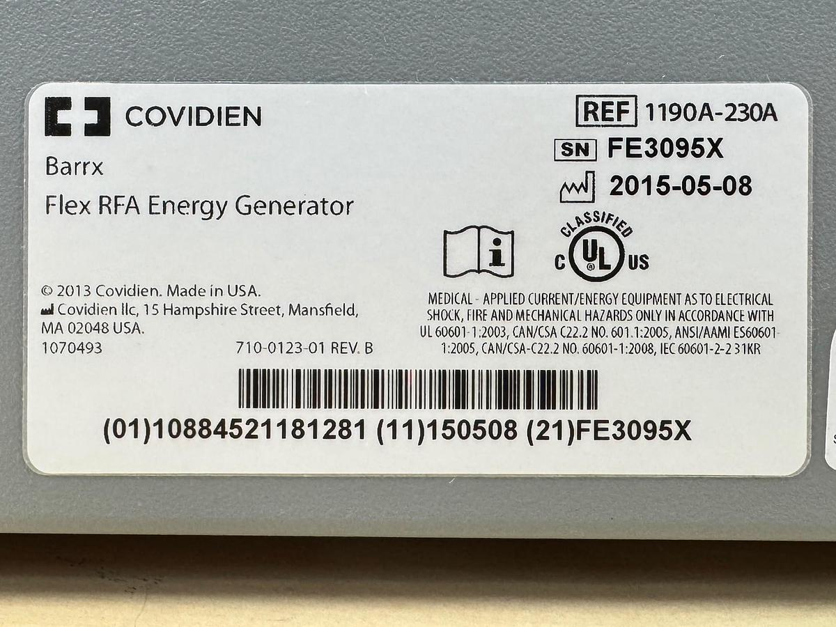 Used COVIDIEN Barrx Flex RFA Energy Generator REF: 1190A-230A YOM: 2015