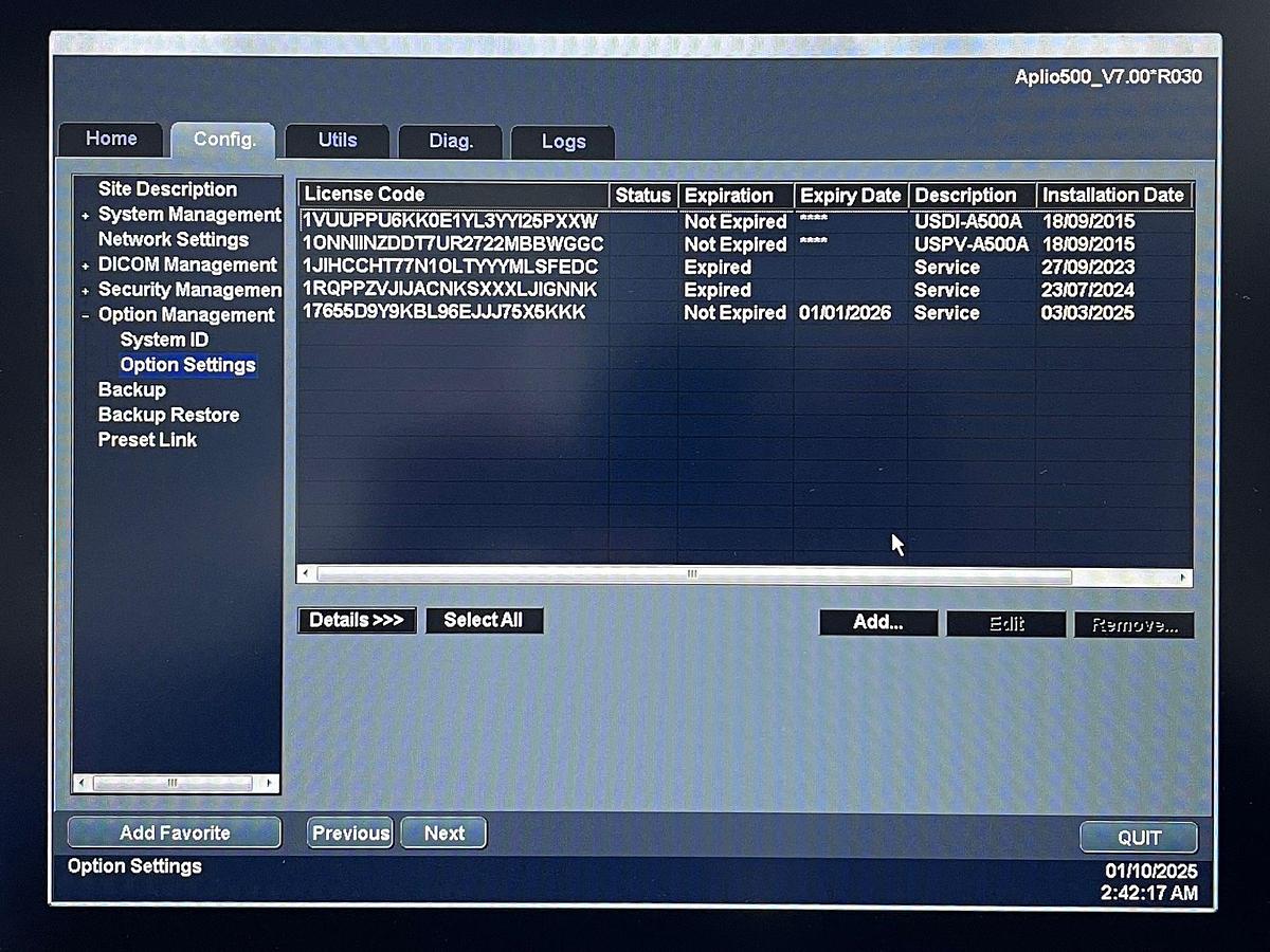 Used -Toshiba Ultrasound Aplio 500 YOM: 2015