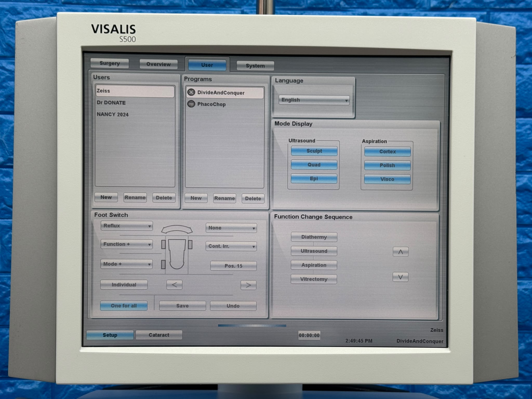 Used CARL ZEISS Visalia S500 REF: 640420 with 3 Hand Pieces YOM: 2013