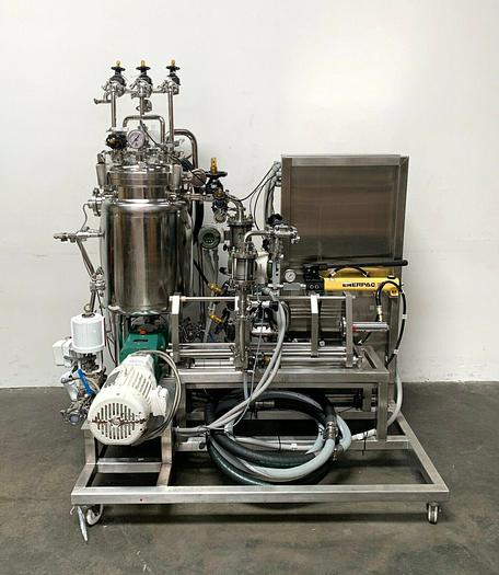 Used Sartorius Filtration Skid w/ Filter Press, 75 L Jacketed Tank & Tri-clover Pump