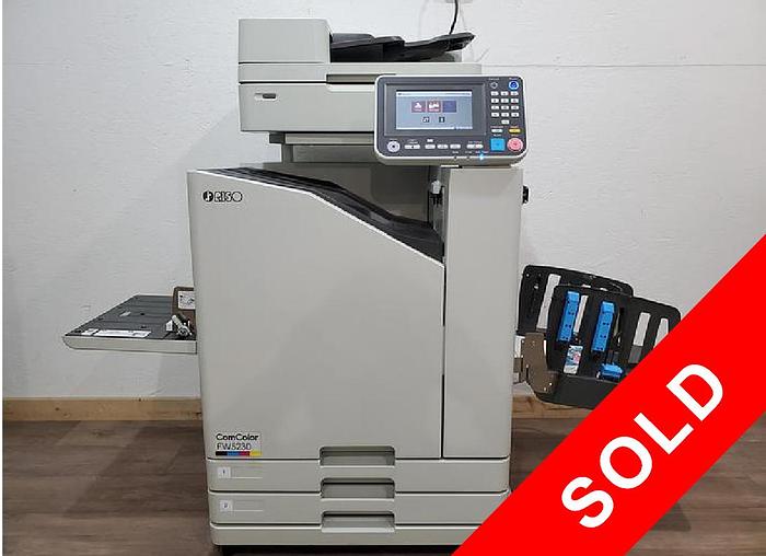 Used Riso ComColor FW5230 Full Color Inkjet Printer with Scanner and Auto Stacking Tray. Only 344K Total Prints!