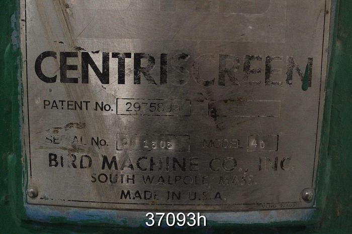 Used Bird 40 Centriscreen Pressure Screen #37093