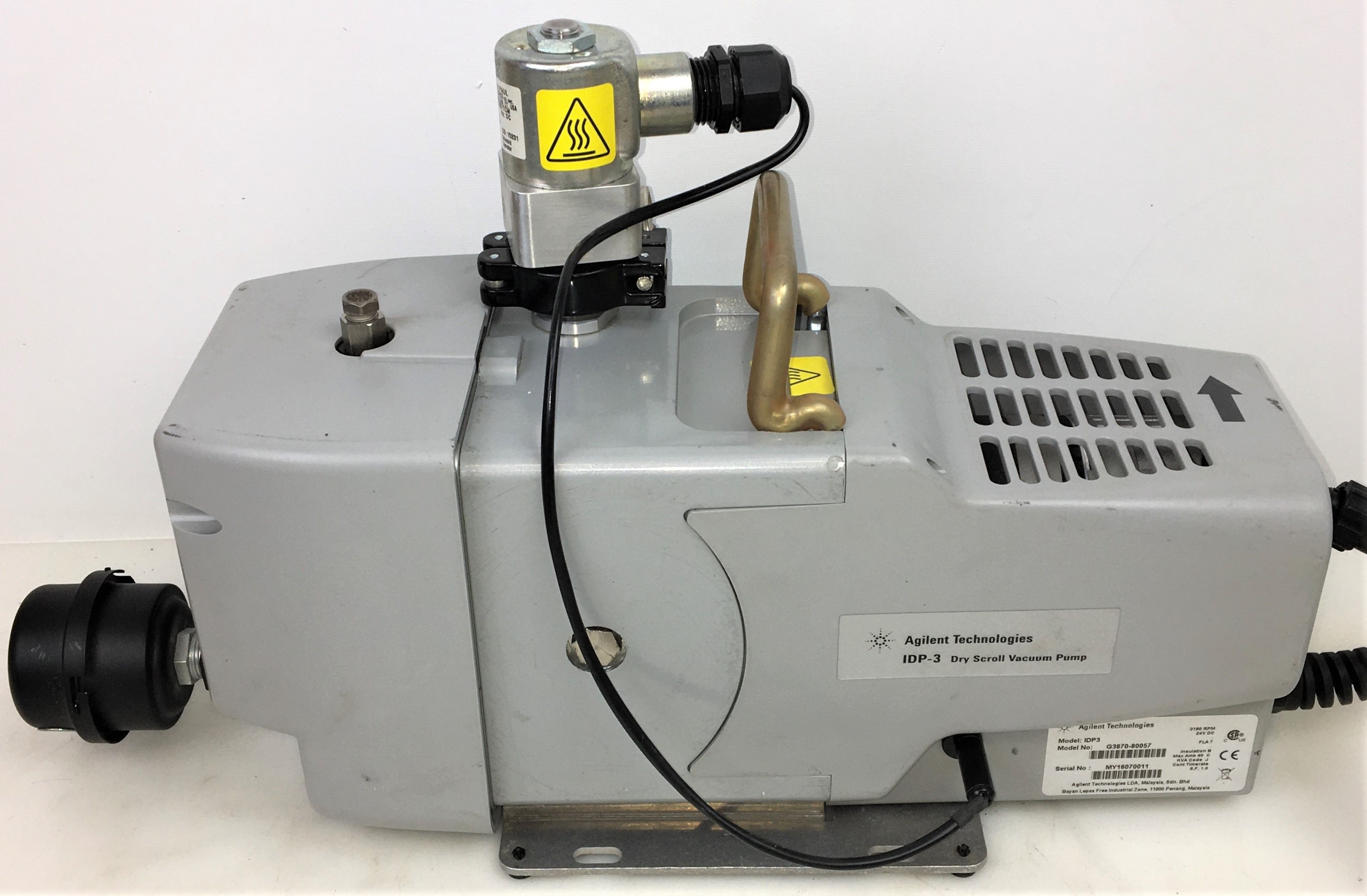 Used Agilent IDP-3 Dry Scroll Vacuum Pump with Intake Valve and Power Supply - 2.1 CFM