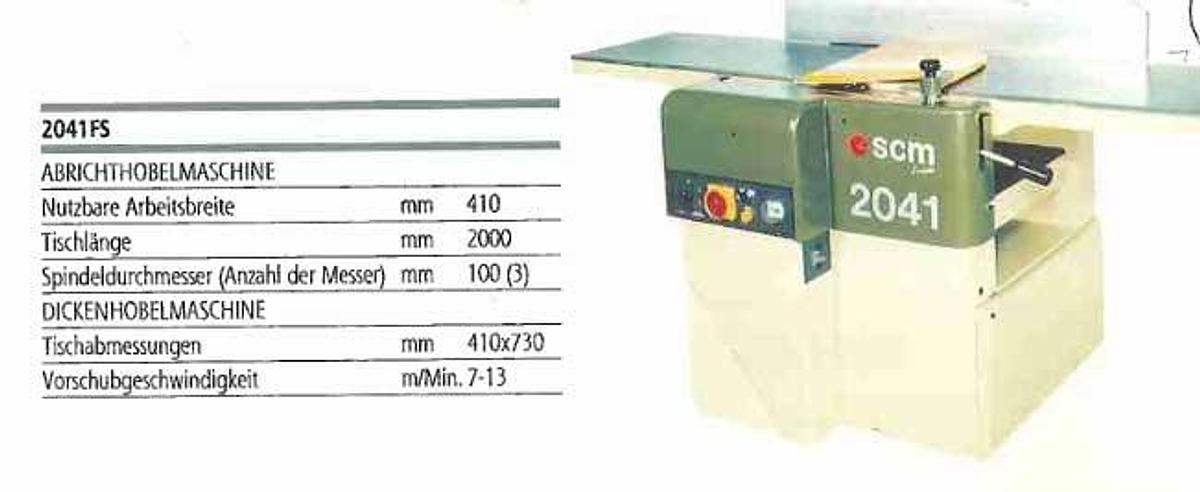 Used SCM 2041 FS Planer and Thicknesser