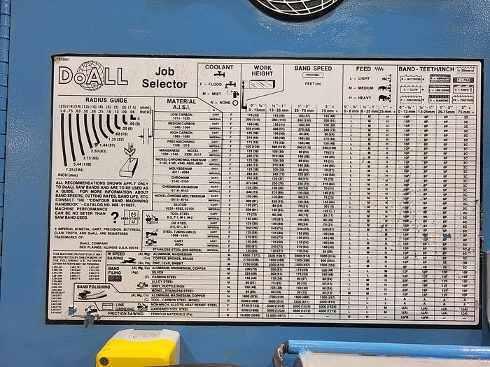 Used DoALL 2013-V3, 2013-V3 Vertical Contour Band Saw