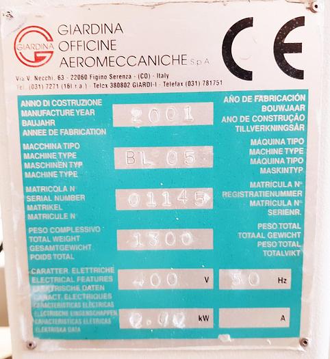 Used 2001 Giardina Giardina roller coater BL 05
