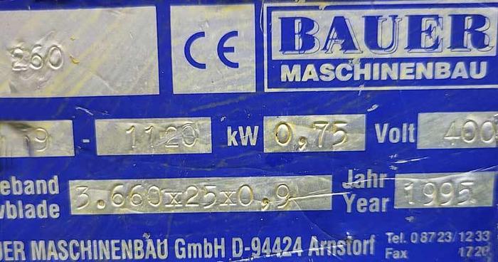 Used Automatic band saw Bauer S260