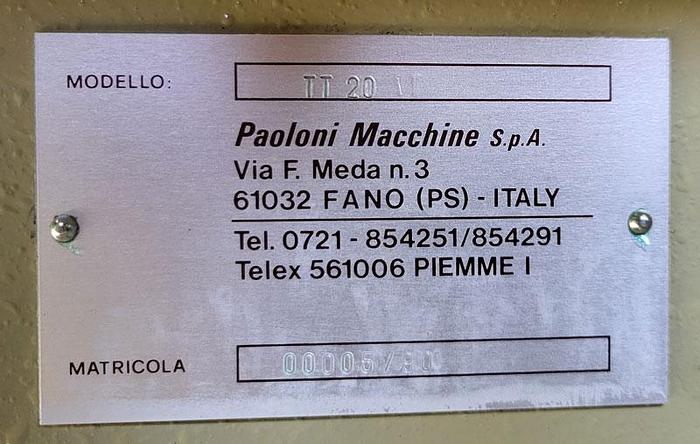 Used Paoloni TT20-I Circular saw milling machine