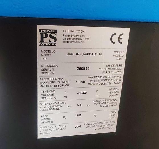 Used POWER SYSTEM AIRTEC screw compressor Junior 5.5/385 +DF 13