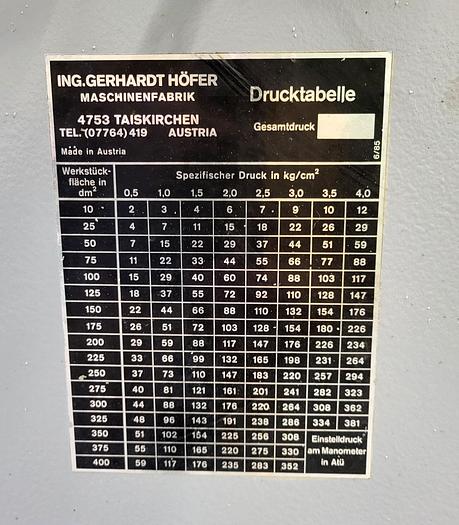 Used Höfer Austria Hydraulic short-cycle presses HKP 120, year 1988