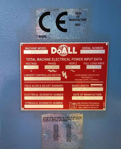 Used DoALL 2013-V3, 2013-V3 Vertical Contour Band Saw