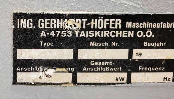Used Höfer Austria Hydraulic short-cycle presses HKP 120, year 1988