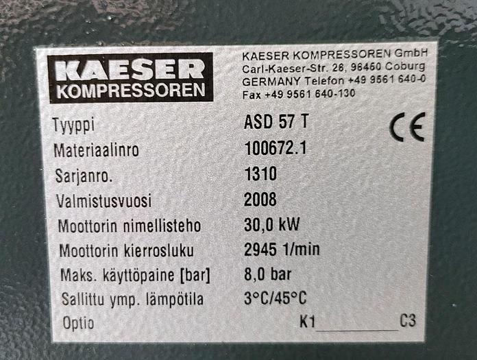 Used Kaeser ASD 57T Sigma screw compressor