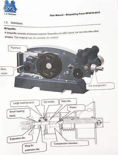 Used Mobile Briquetting plant C.F Nielsen BP 5510 automatic
