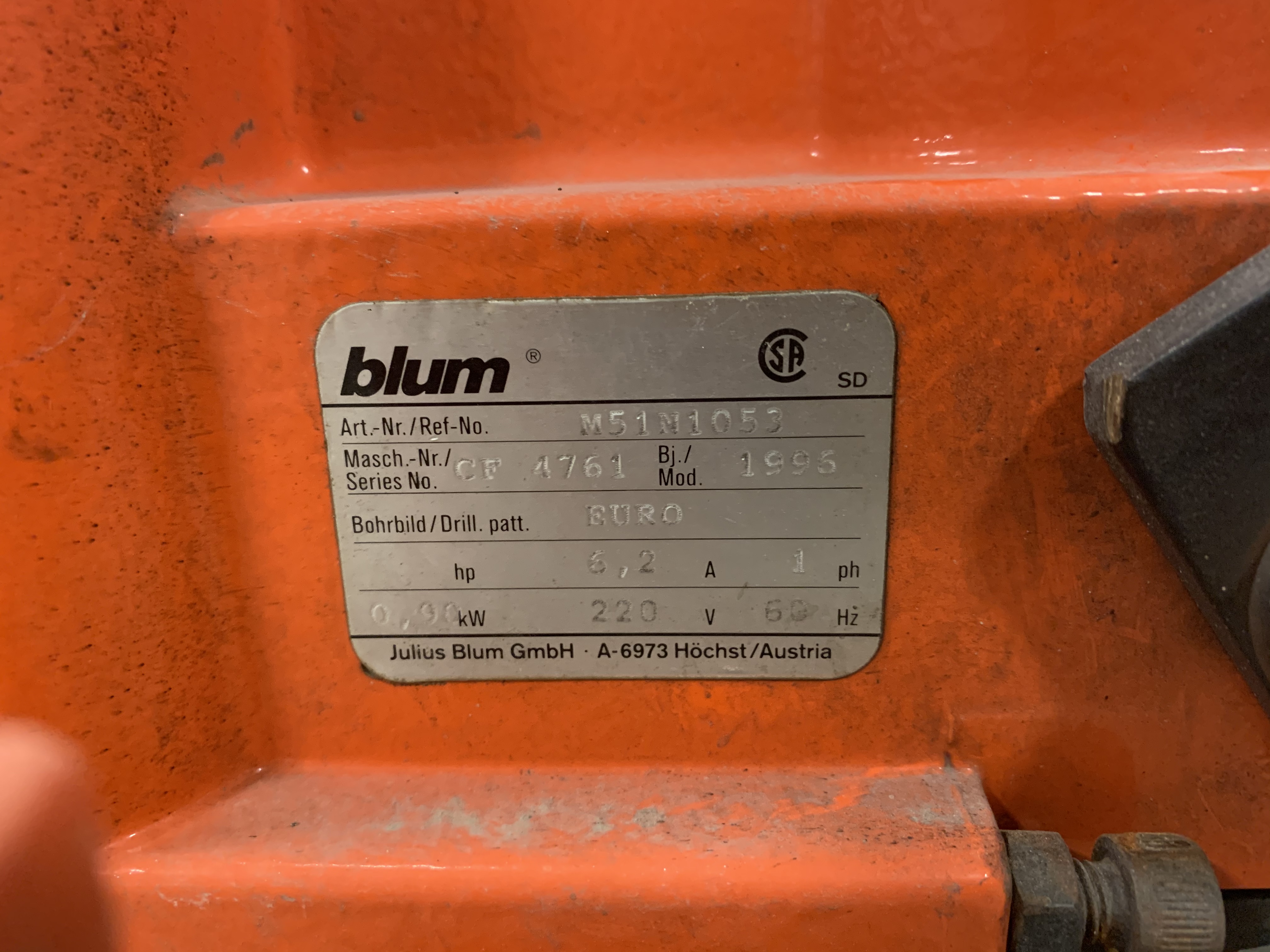 Used 1996 Blum Minipress CA Hinge machine drilling