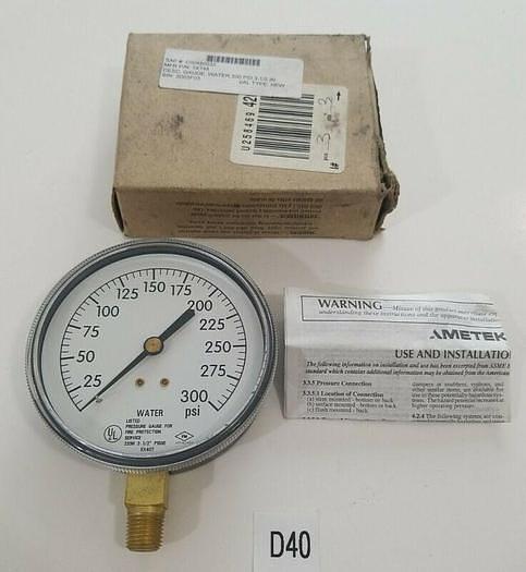 *NEW IN BOX* AMETEK 1X748 WATER PRES GAUGE 3.5" DIAL FOR FIRE PROTECTION 300PSI